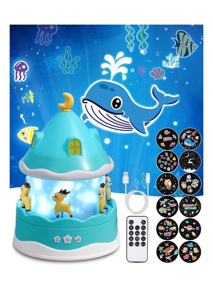 GOGA Galaxy Star Projector 4 in 1 Night Light , 12 Music 12 Films Light Projector Lamp with Timer Remote Control for Kids Gift, USB Rechargeable Night Lamp 360°Rotatable Baby Sleep Light for Baby Children Adult, Kids Bedroom Living Room Decor Night Light - Image 1