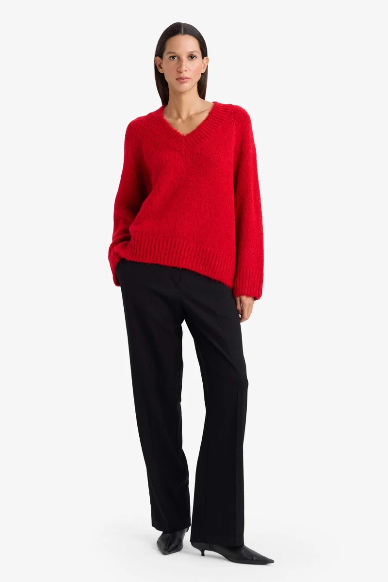 DeFacto Oversized V-Neck Knit Sweater