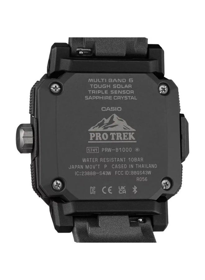 كاسيو ساعة كاسيو برو تريك PRW-B1000-1DR تعمل بالطاقة الشمسية، بشاشة رقمية وتناظرية مع سوار مطاطي أسود CNF - Image 5