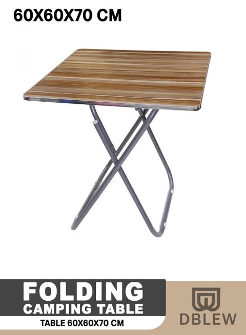 Folding Metal Camping Table 60x60x70 cm Portable Indoor Outdoor Dining Desk