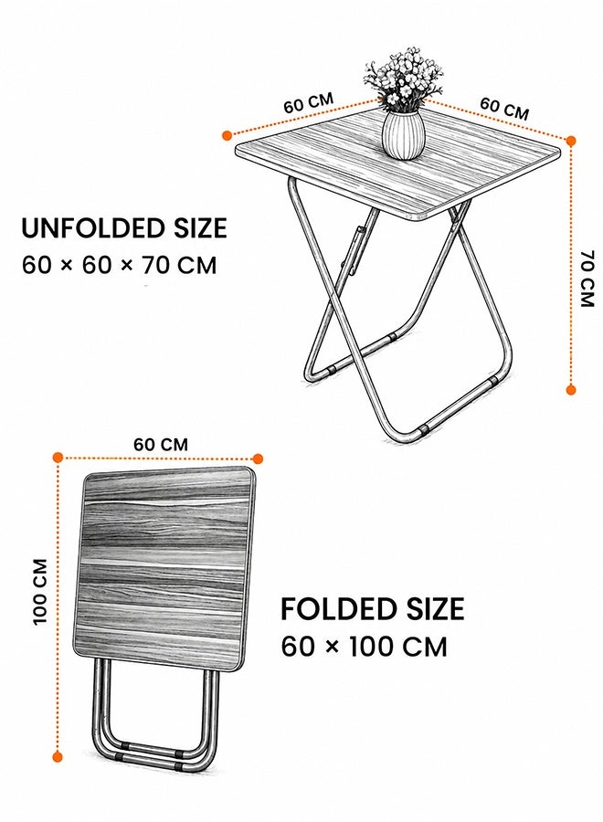 DBLEW Folding Metal Camping Table 60x60x70 cm Portable Indoor Outdoor Dining Desk - Image 2