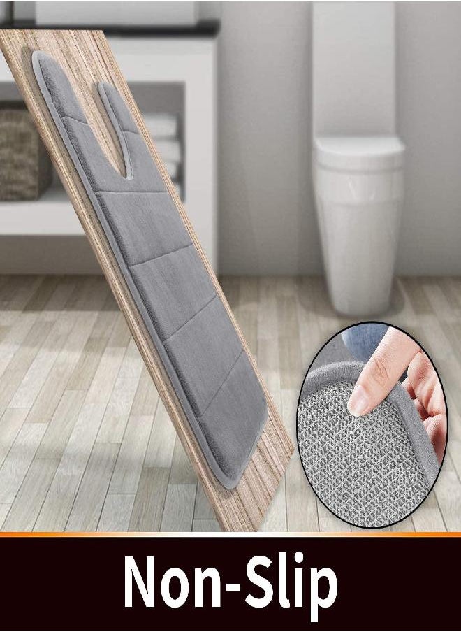 Yimobra - Yimobra Memory Foam Toilet Bath Mat U-Shaped, Commode Contour Rug, Soft and Comfortable, Super Water Absorption, Non-Slip, Thick, Machine Wash and Easier to Dry for Bathroom, 24 X 20 Inches, Grey - Image 1