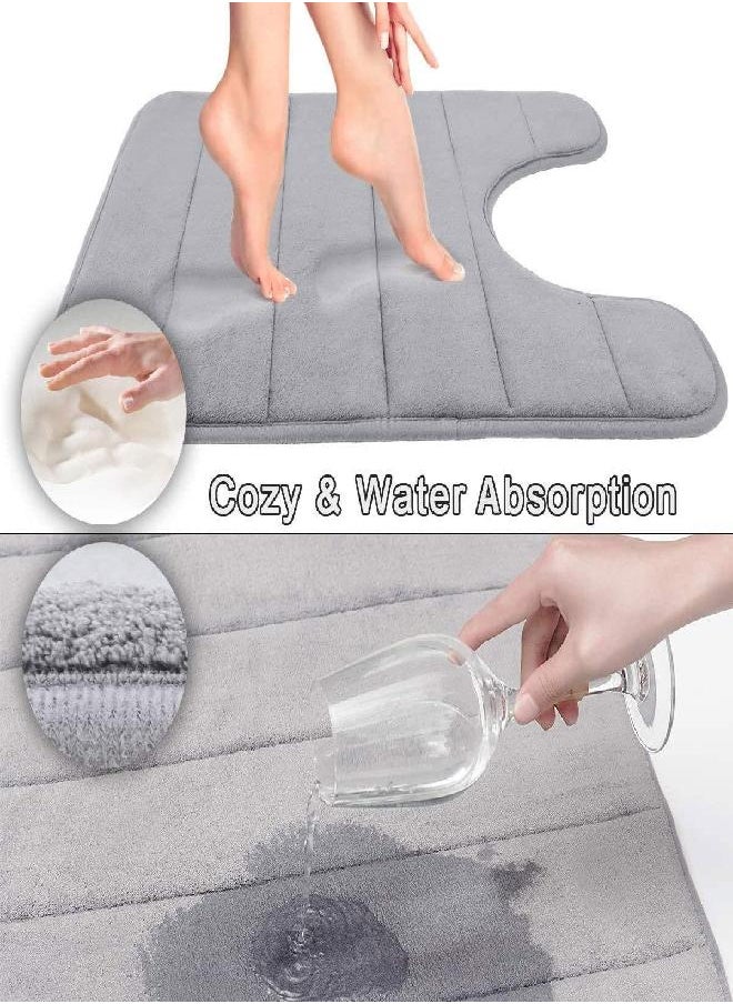 Yimobra - Yimobra Memory Foam Toilet Bath Mat U-Shaped, Commode Contour Rug, Soft and Comfortable, Super Water Absorption, Non-Slip, Thick, Machine Wash and Easier to Dry for Bathroom, 24 X 20 Inches, Grey - Image 1