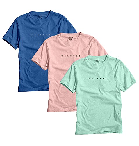 Celsius Men's Polycotton Crew Neck Half Sleev Slim FIT T-Shirt (Pack of 3) (3012_358_2XL), Multicolor - Image 1