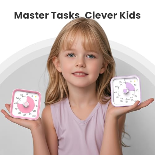 InfPokid Visual Timer for Kids with Pause Function, 60 Minute Countdown Timer for Kids Desk Study, Teaching, Kitchen Cooking, Office Meetings, Time Management for ADHD (Pink) - Image 3