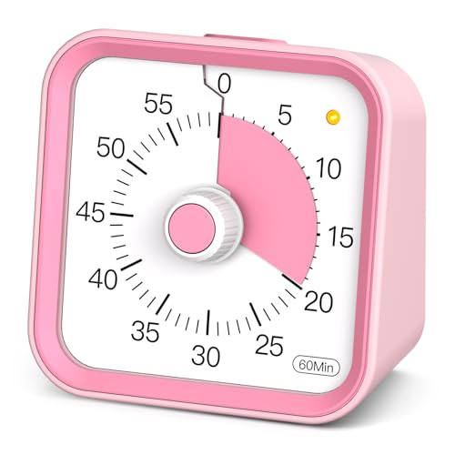 InfPokid Visual Timer for Kids with Pause Function, 60 Minute Countdown Timer for Kids Desk Study, Teaching, Kitchen Cooking, Office Meetings, Time Management for ADHD (Pink) - Image 1