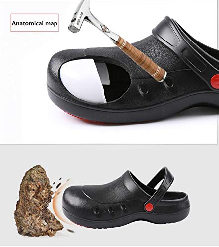 cdsnxore Men or Women Kitchen and Chef Shoes Safety Work Steel Toe Clog Black (Black, Adult, Men, 7, Numeric, US Footwear Size System, Wide) - Image 4