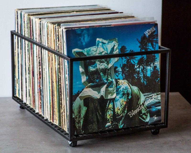 INDIAN DECOR INDIAN DECOR LP STORAGE CRATE MAGAZINE STORAGE CRATE GARAGE STORAGE IDEAS BLACK  - Image 1