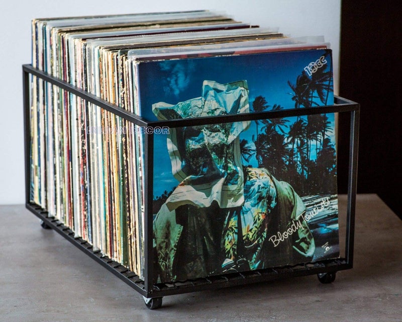 INDIAN DECOR INDIAN DECOR LP STORAGE CRATE MAGAZINE STORAGE CRATE GARAGE STORAGE IDEAS BLACK  - Image 3