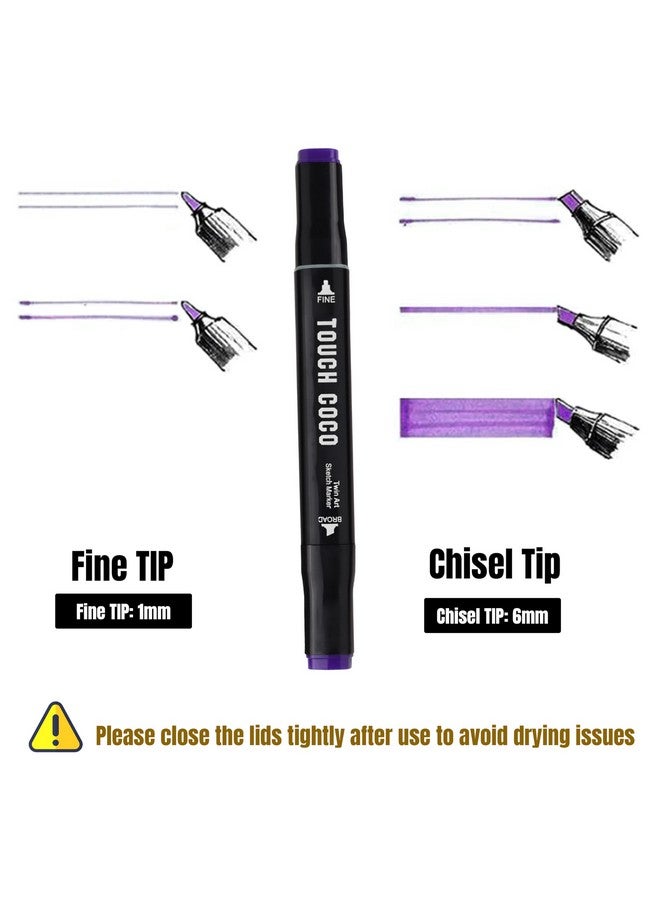 ABOUT SPACE Dual Tip Art Markers 60 Colours With Carrying Case For Painting Sketching Calligraphy Drawing Odorless&Non Toxic Twin Head Permanent Colouring Markers For Kids Adult Beginners|Assorted - Image 3