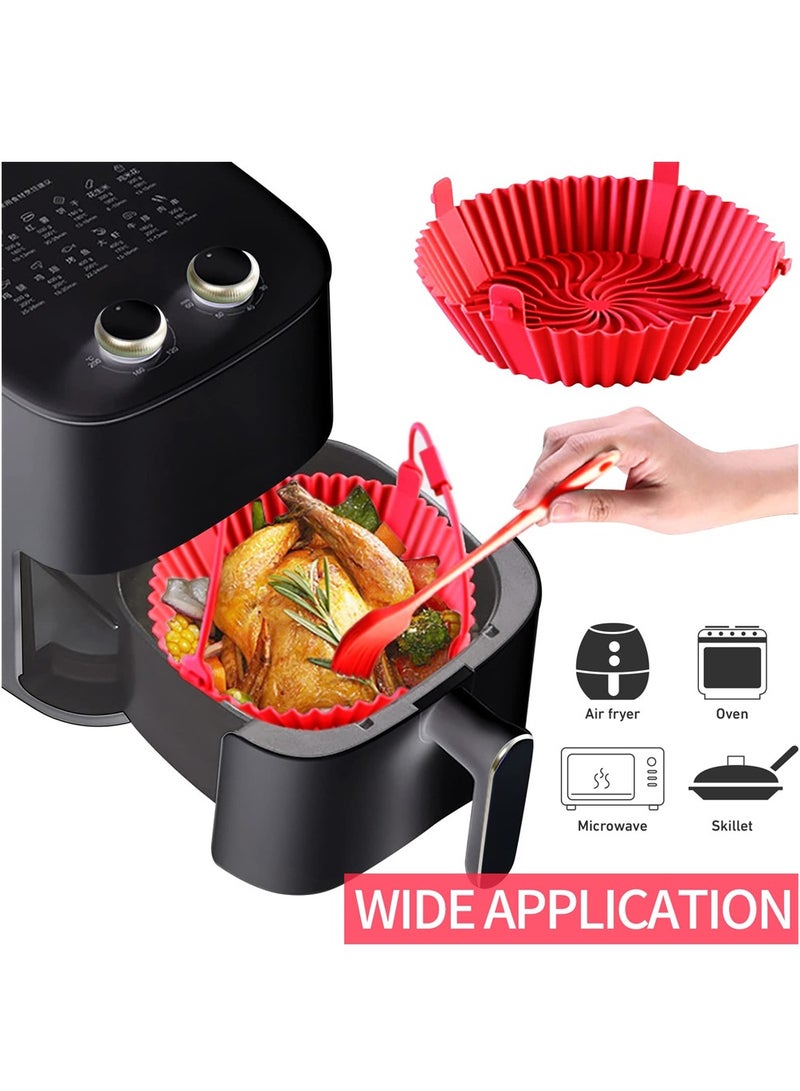 SYOSI Air Fryer Silicone Liner, 8 inch Food Grade Reusable Silicone Air Fryer Liners/Baskets/Pots with Basting Brush, 2 Pack Air Fryer Accessories for Replacing Parchment Liner Paper, Easy to Clean - Image 5