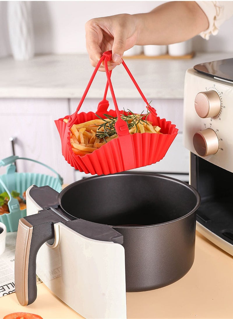 SYOSI Air Fryer Silicone Liner, 8 inch Food Grade Reusable Silicone Air Fryer Liners/Baskets/Pots with Basting Brush, 2 Pack Air Fryer Accessories for Replacing Parchment Liner Paper, Easy to Clean - Image 2