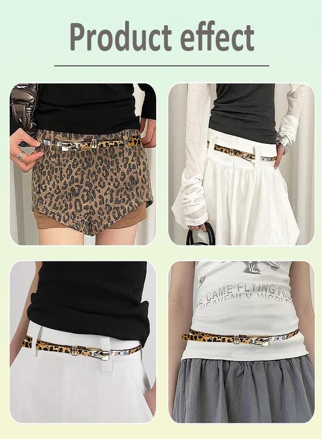 أحزمة رفيعة بنقشة جلد النمر الكلاسيكية للفساتين والجينز، حزام رفيع قابل للتعديل بنقشة جلد النمر للنساء والفتيات، أحزمة رعاة البقر الغربية الكلاسيكية لإطلالات الحفلات الموسيقية للنساء والفتيات، حزام جنوب غربي من حقبة الألفية الجديدة للتنانير والسراويل - Image 3