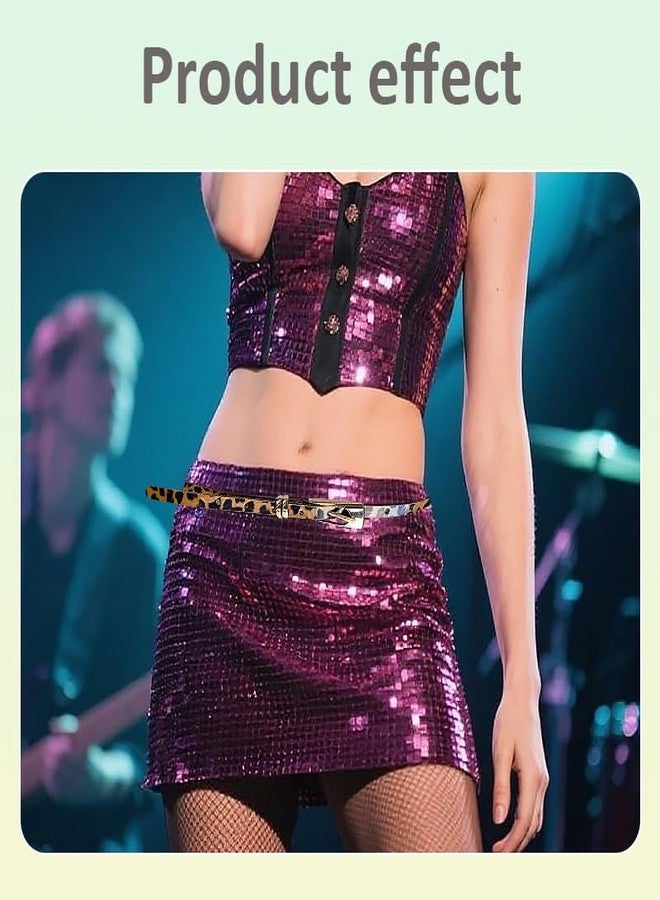 أحزمة رفيعة بنقشة جلد النمر الكلاسيكية للفساتين والجينز، حزام رفيع قابل للتعديل بنقشة جلد النمر للنساء والفتيات، أحزمة رعاة البقر الغربية الكلاسيكية لإطلالات الحفلات الموسيقية للنساء والفتيات، حزام جنوب غربي من حقبة الألفية الجديدة للتنانير والسراويل - Image 4