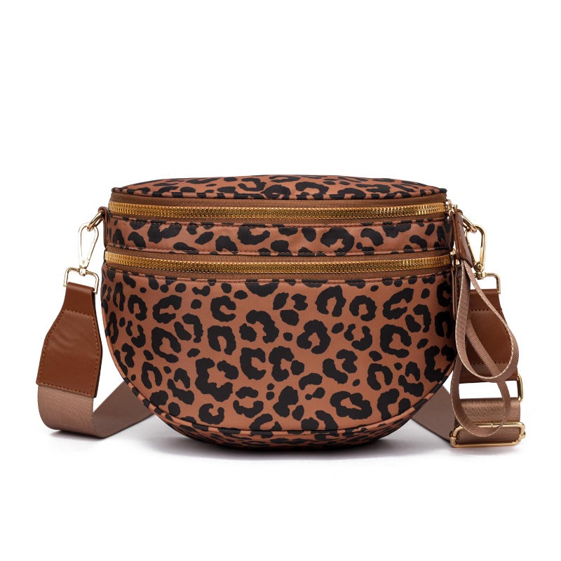 Myhozee Crossbody Bags for Women Nylon Fanny Packs Cross Body Bag for Woman Leopard Belt Bum Bags Sling Bag Crossbody Purses for Women Mom Purse Fashion Waist Packs, Brown - Image 1