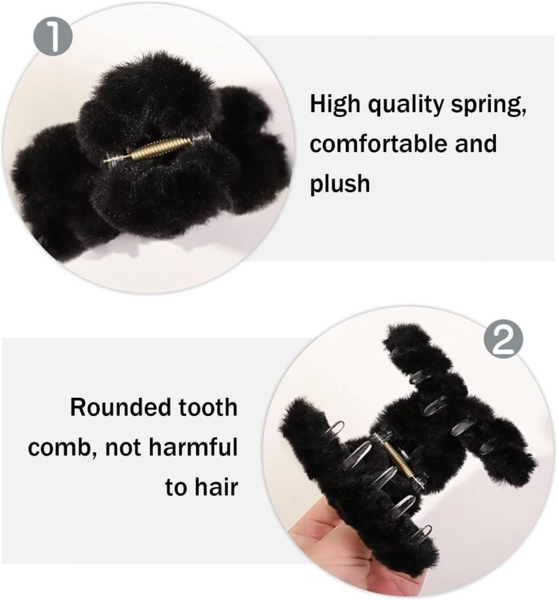 3-piece set of women's plush grab clips, cute mini hair grab in autumn and winter, matte non-slip and firm clip hair headdress. - Image 3