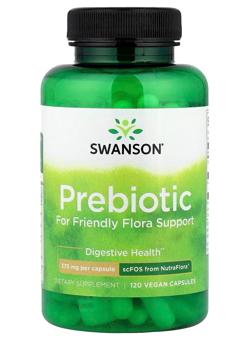 Swanson, Prebiotic for Friendly Flora Support, 120 Vegan Capsules (375 mg per Capsule)