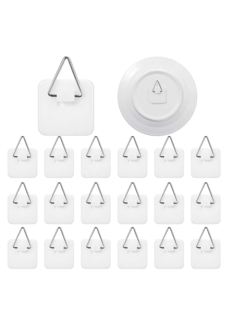 Y&D Invisible Adhesive Plate Hanger Plastic Picture Hangers Without Nails Vertical Holders Sticky for Photo Frame Wall Art Decoration (40 Pieces,1.25 Inch)  - Image 1