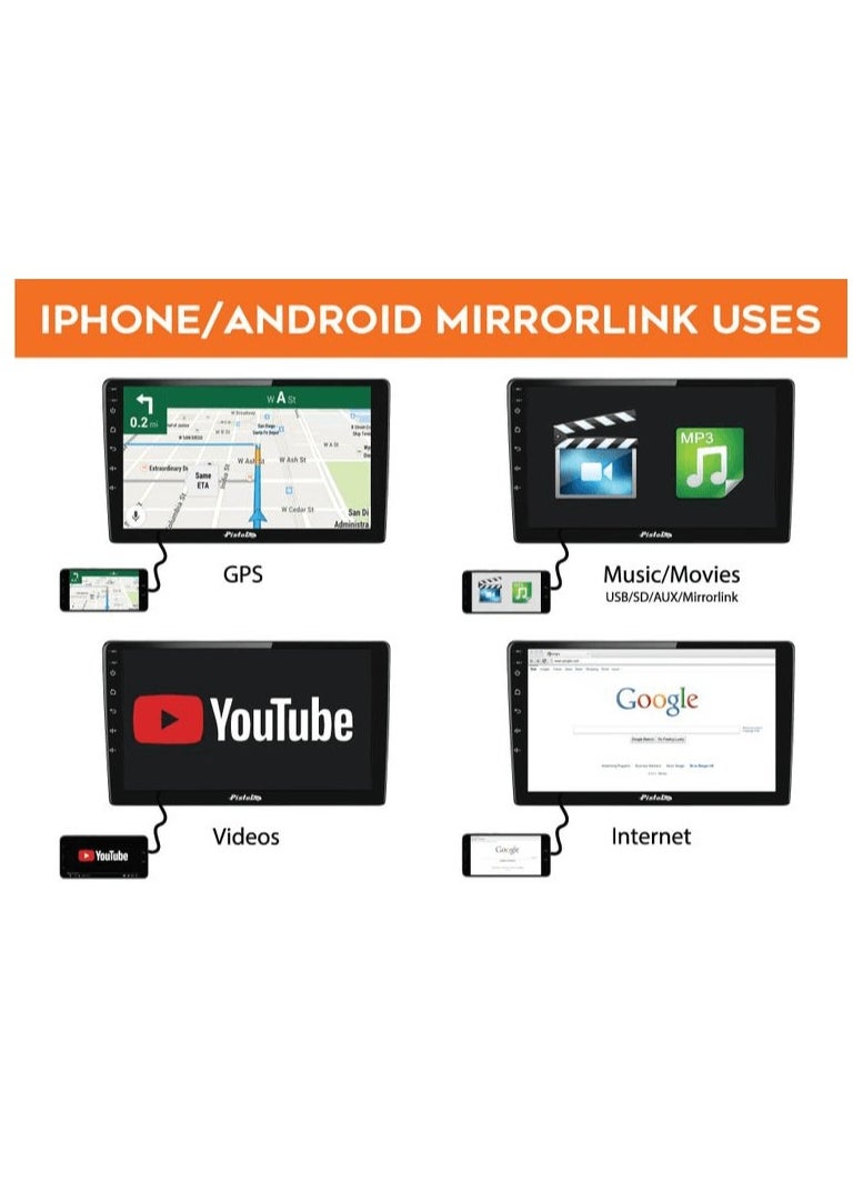 Car Android Music System 9 inch Car LCD Screen With iOS Android Mirror Link, 1080p OEM Head Unit BT/WiFi/GPS/Handsfree Call PISTOL