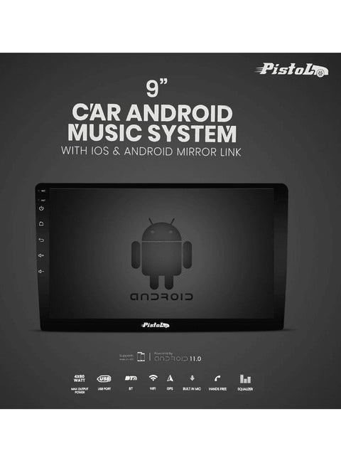 Car Android Music System 9 inch Car LCD Screen With iOS Android Mirror Link, 1080p OEM Head Unit BT/WiFi/GPS/Handsfree Call PISTOL