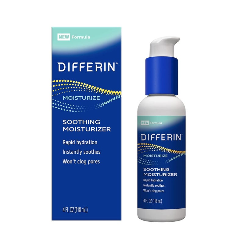 Differin Face Moisturizer, Soothing Lotion for Face and Body, Gentle Skin Care for Acne Prone Sensitive Skin, 4 oz (Packaging May Vary) - Image 1