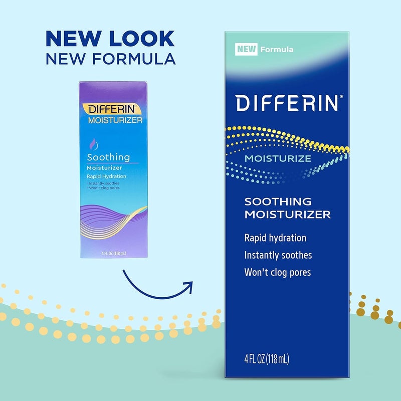 Differin Face Moisturizer, Soothing Lotion for Face and Body, Gentle Skin Care for Acne Prone Sensitive Skin, 4 oz (Packaging May Vary) - Image 2