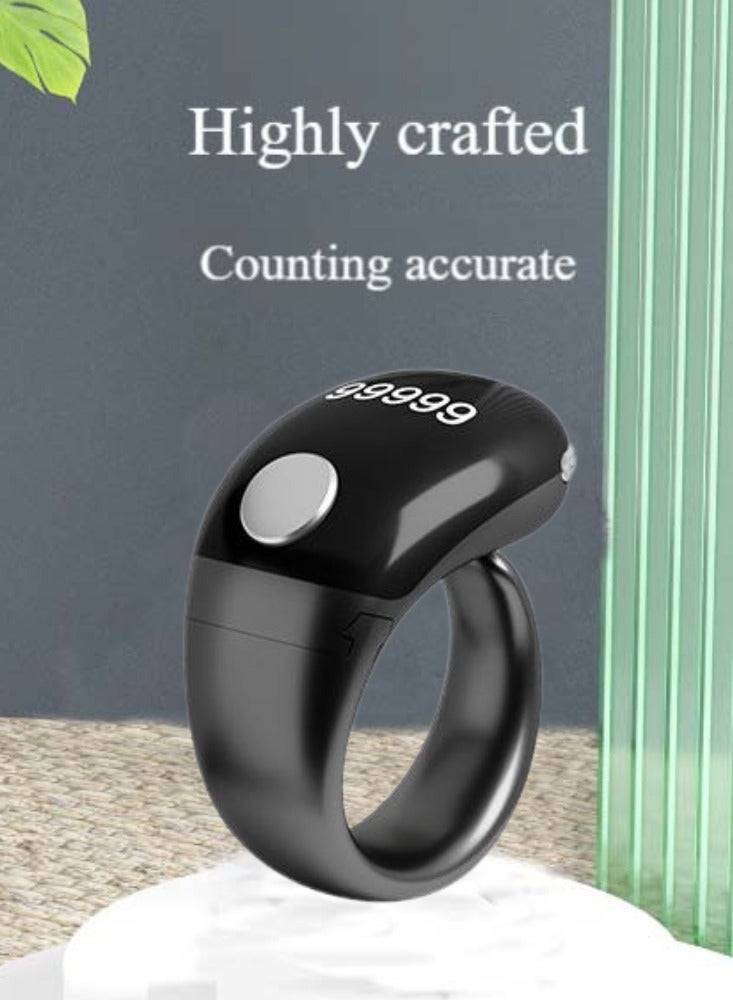 New Zikr Smart Ring OLED Display, IPX67 Waterproof, Ring Counter, Adjustable Ring Size, Including 3 Compatible Sizes (18mm/20mm/22mm) Prayer Time Reminder with Vibration Reminder Tasbih Counter and Bluetooth Connection  - Image 3