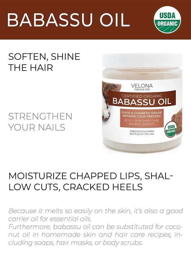 velona Babassu Oil USDA Certified Organic - 4 oz | 100% Pure and Natural Carrier Oil | Refined, Cold Pressed | Face, Hair, Body & Skin Care and Cooking | Use Today - Enjoy Results - Image 2