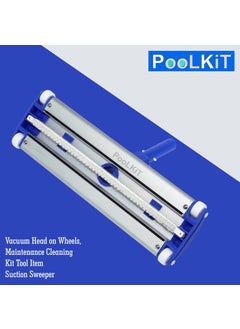 PooLKiT PooLKiT Swimming Pool Vacuum Head 18 Inch 18 Inch Aluminium Cleaning Brush with EZ Clips Swimming Pool Vacuum Head 14 Inch Cleaner Flexible Brush 14 with Side Brushes  - Image 5