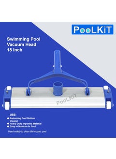 PooLKiT PooLKiT Swimming Pool Vacuum Head 18 Inch 18 Inch Aluminium Cleaning Brush with EZ Clips Swimming Pool Vacuum Head 14 Inch Cleaner Flexible Brush 14 with Side Brushes  - Image 3