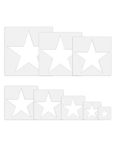 Y&D 8 Pieces Large Star Stencil for Painting Template 5 Point Reusable Plastic Stencils,for Home Decoration Arts Paper Fabric Flag(8 Sizes, Star)  - Image 1