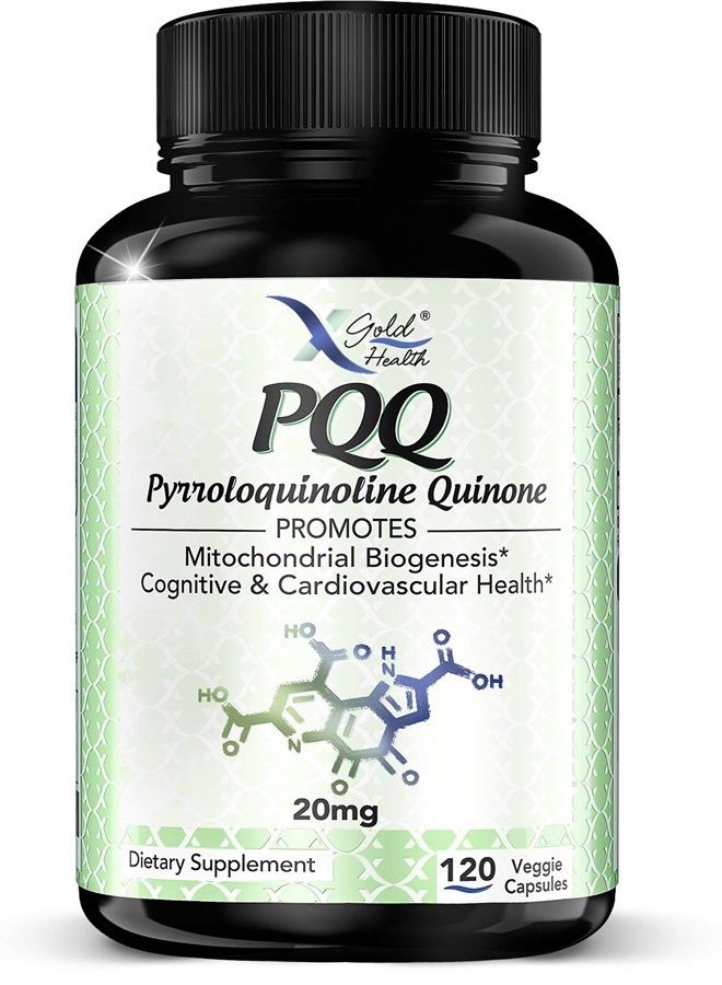 X Gold Health PQQ Supplement Veggie Capsules (Pyrroloquinoline Quinone), 99,7%+ Highly Purified - Promotes Mitochondrial Biogenesis, Energy Optimizer, Heart Health, Cognitive Function & Sleep Support (120 CT) - Image 1