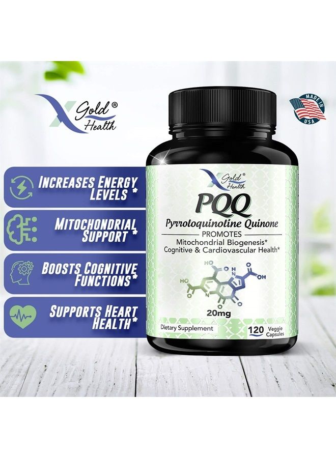 X Gold Health PQQ Supplement Veggie Capsules (Pyrroloquinoline Quinone), 99,7%+ Highly Purified - Promotes Mitochondrial Biogenesis, Energy Optimizer, Heart Health, Cognitive Function & Sleep Support (120 CT) - Image 4