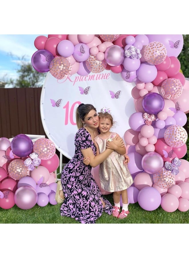 Amandir 175Pcs Pink and Purple Balloon Garland Arch Kit Butterfly Baby Shower Decorations for Girl, Lavender Purple Dusty Pink Balloon for Women Birthday Bridal Shower Wedding Party Supplies - Image 3