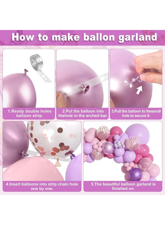 Amandir 175Pcs Pink and Purple Balloon Garland Arch Kit Butterfly Baby Shower Decorations for Girl, Lavender Purple Dusty Pink Balloon for Women Birthday Bridal Shower Wedding Party Supplies - Image 4