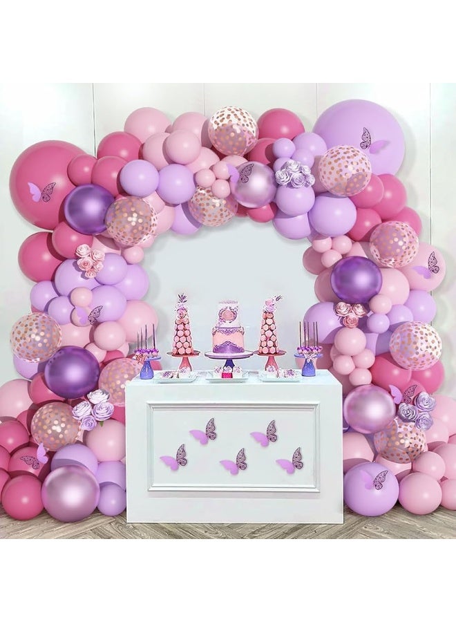 Amandir 175Pcs Pink and Purple Balloon Garland Arch Kit Butterfly Baby Shower Decorations for Girl, Lavender Purple Dusty Pink Balloon for Women Birthday Bridal Shower Wedding Party Supplies - Image 2