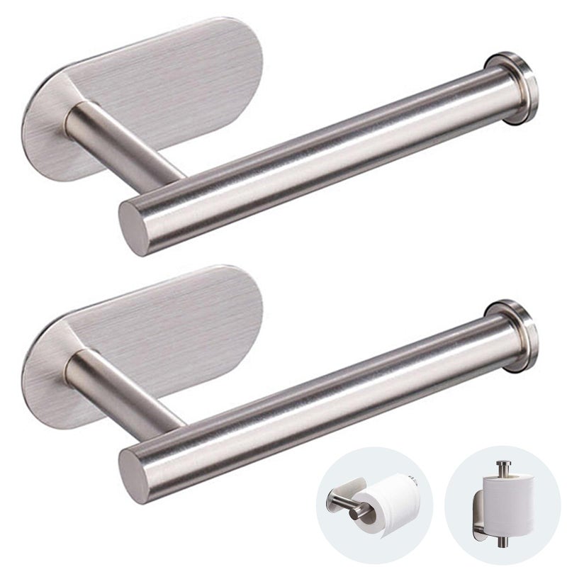 JOPOFI Toilet Paper Holder Self Adhesive Toilet Paper Holder Wall Mount for Bathroom SUS 304 Stainless Steel Command Strip Toilet Paper Roll Holder Stick On No Drilling Brushed Nickel2 Pcs