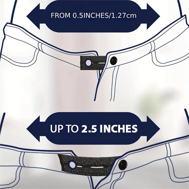 Waistband Extenders 30 Pcs Unisex Skirt Trousers Jeans Waist Expander Adjustment Waistband Extender Button Elastic Belt Extension Buckle Garment Belt(Black) - Image 3