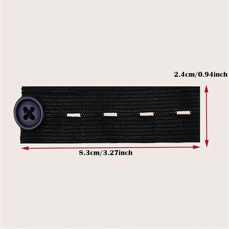 Waistband Extenders 30 Pcs Unisex Skirt Trousers Jeans Waist Expander Adjustment Waistband Extender Button Elastic Belt Extension Buckle Garment Belt(Black) - Image 4