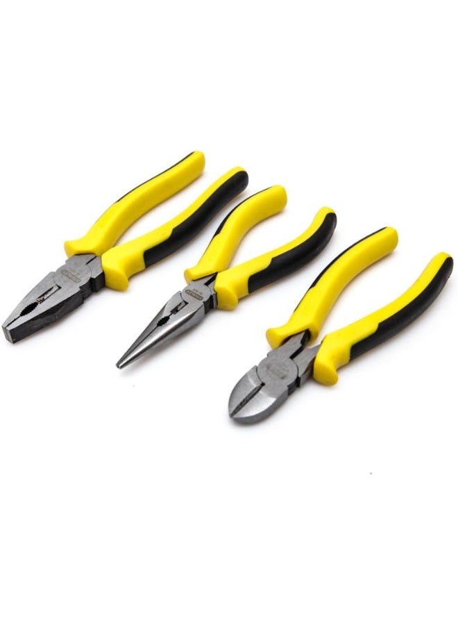 Stanley 3 Pieces Bimaterial Pliers Set, Universal Bimaterial, Water Pump, Diagonal - Image 1