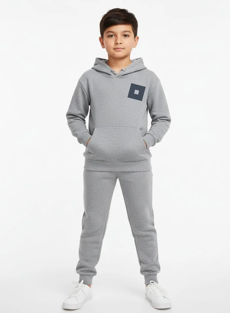 بيبي كلو بدلة رياضية شتوية فليس بشعار روبلوكس للجنسين باللون الرمادي