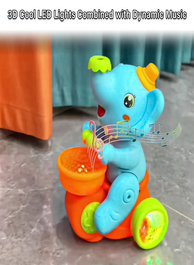 Billowvolve Musical Walking Elephant Drummer Toy Multifunctional Drumming Car Blow Floating Ball Tricycle Children's Drum with LED Lights - Image 2