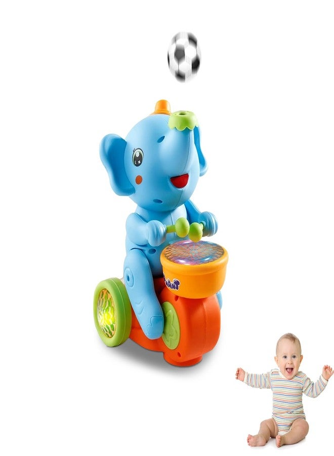 Billowvolve Musical Walking Elephant Drummer Toy Multifunctional Drumming Car Blow Floating Ball Tricycle Children's Drum with LED Lights - Image 1
