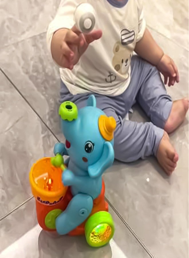 Billowvolve Musical Walking Elephant Drummer Toy Multifunctional Drumming Car Blow Floating Ball Tricycle Children's Drum with LED Lights - Image 4