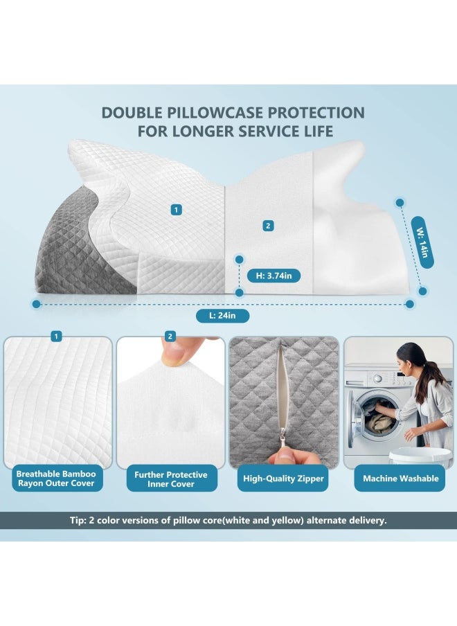 Adjustable Cervical Memory Foam Pillow Odorless Neck Pillows For Pain Relief Orthopedic Contour Pillows For Sleeping With Cooling Pillowcase Bed Support Pillow For Side Back Stomach Sleeper - pzsku/Z31680053683A43158429Z/45/_/1721115359/2a5a8709-0912-4b37-9665-90cef1392501