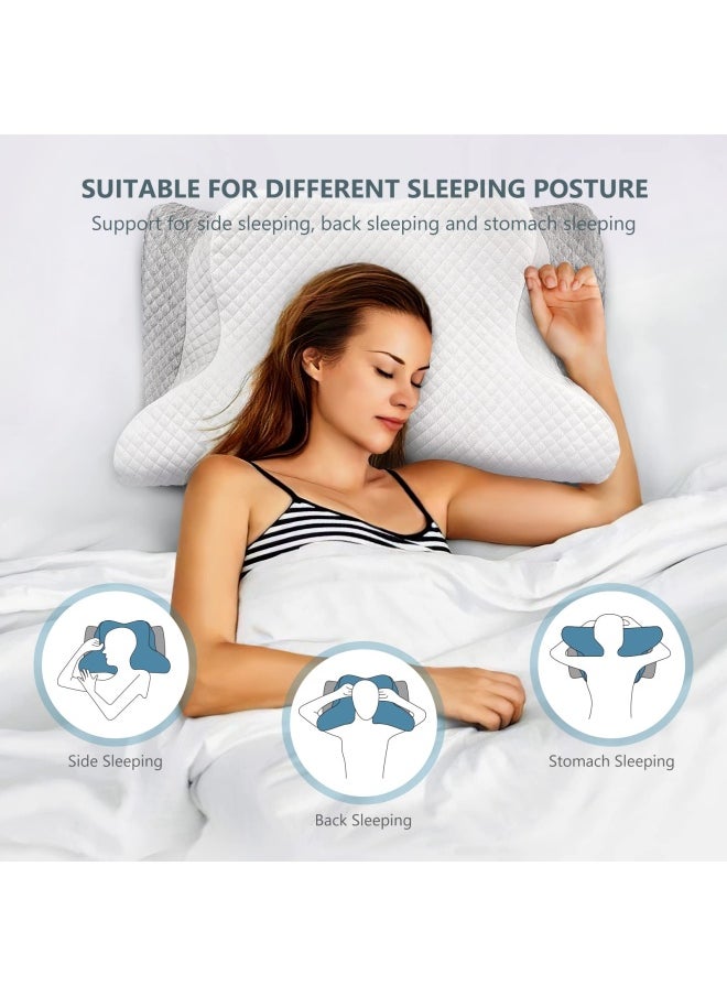 Adjustable Cervical Memory Foam Pillow Odorless Neck Pillows For Pain Relief Orthopedic Contour Pillows For Sleeping With Cooling Pillowcase Bed Support Pillow For Side Back Stomach Sleeper - pzsku/Z31680053683A43158429Z/45/_/1721115359/6ce78302-de1e-4355-bcf0-9ee7a0c13dda