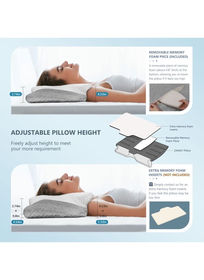 Adjustable Cervical Memory Foam Pillow Odorless Neck Pillows For Pain Relief Orthopedic Contour Pillows For Sleeping With Cooling Pillowcase Bed Support Pillow For Side Back Stomach Sleeper - pzsku/Z31680053683A43158429Z/45/_/1721115388/f7d67b52-3c9d-4290-896c-f02c8c37ab0c