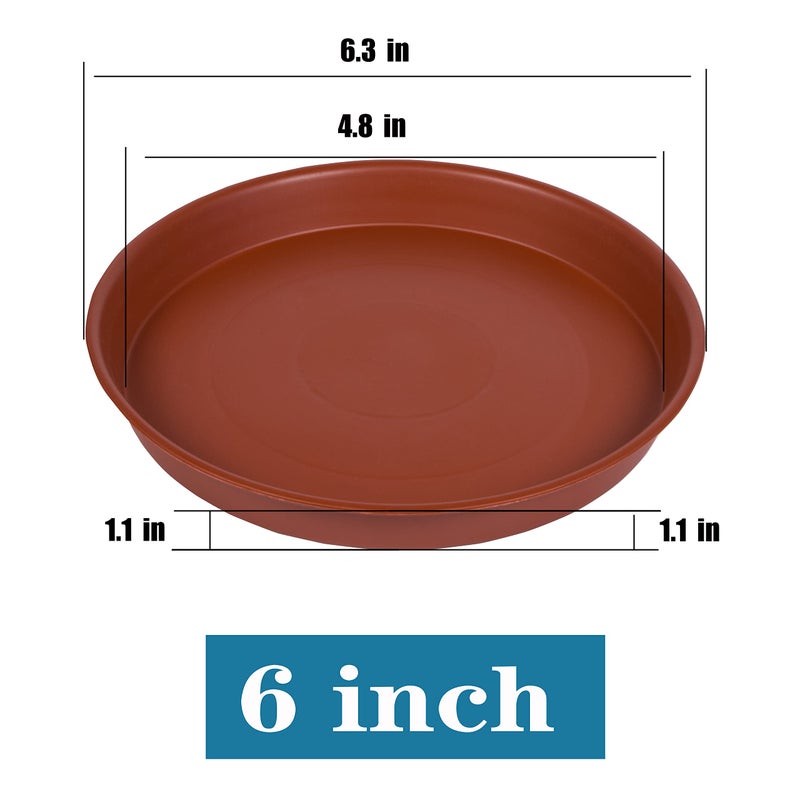 Bleuhome 6 Pack of 6 inch Plant Saucer, 4 6 8 10 12 14 16 inch Plant Saucers, Heavy Duty Plastic Plant Water Tray, Planter Drip Trays for Pot, Flower Saucers for Indoors (6 inch, Terracotta) - Image 2