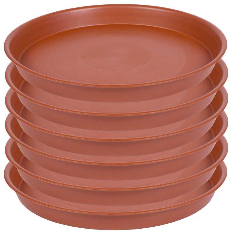 Bleuhome 6 Pack of 6 inch Plant Saucer, 4 6 8 10 12 14 16 inch Plant Saucers, Heavy Duty Plastic Plant Water Tray, Planter Drip Trays for Pot, Flower Saucers for Indoors (6 inch, Terracotta) - Image 1