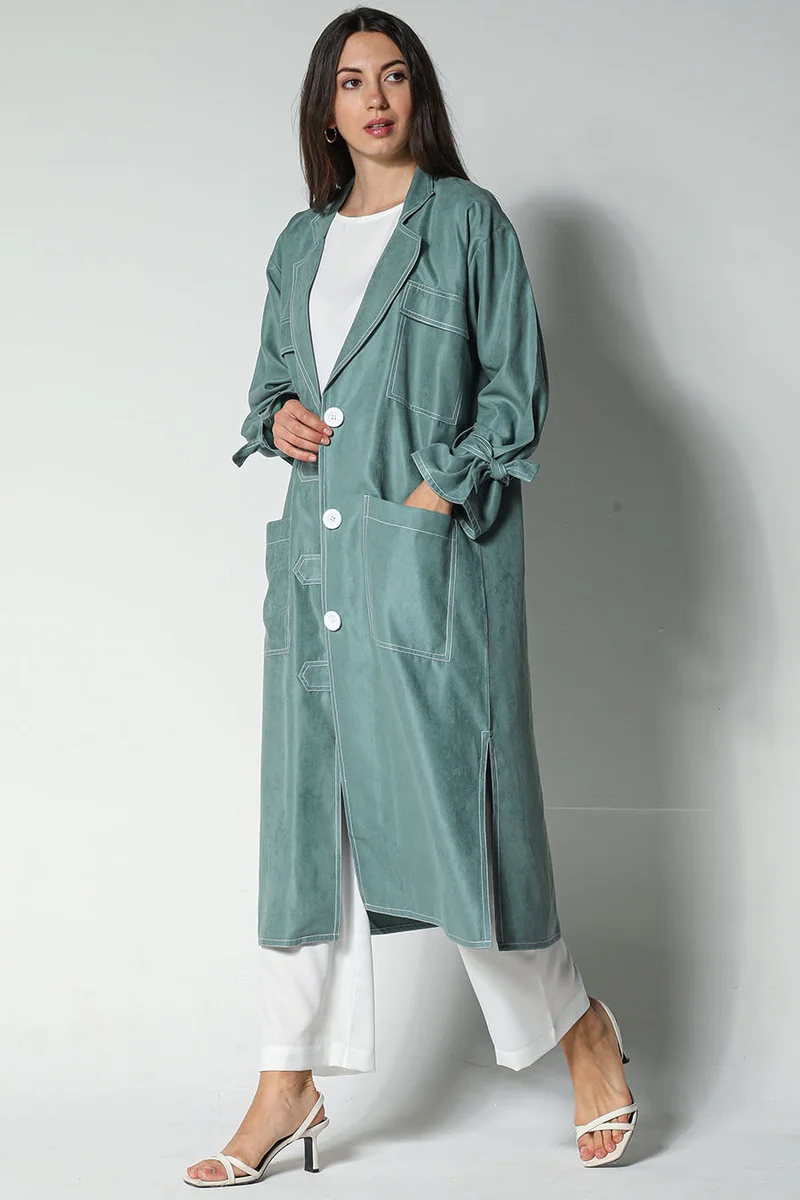 Moistreet Pocket Detailed Crepe Top & Pants Set
